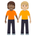 🧑🏾‍🤝‍🧑🏼 people holding hands: medium-dark skin tone, medium-light skin tone display on JoyPixels